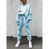 2025 Women's New Ebay Burst Pure Color Long-Sleeved Trousers Loose Casual Suit