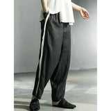 High Waist Black Line Stitch Long Linen Harem Trousers New Loose Fit Pants Women Fashion Tide Spring Summer 2023