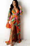 Print Floral Wrap Long Maxi