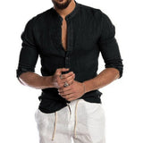Explosion Autumn/Winter V-Neck Linen New Cardigan Long-Sleeved Men's