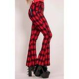 Plaid Pants Women Skinny High Waist Gothic Punk Flare Pants Spring Summer Streetwear Woman Zipper Y2K Long Bottoms Trousers