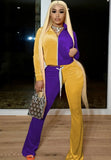 Contrast Color Velour Zipper