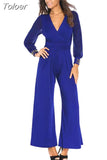 Women Elegant Office Laides Bodysuit Long Sleeve Overalls Sexy Black One Piece Outfit Party Rompers Wed Leg