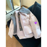 Korean Version Of Fragrant Taro Quilted Knitted Collar Splicing Cotton Suit Super Good-Looking Coat Warm Cotton Clothes New Cotton