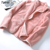 Coral Fleece Coats Women Fleece Jackets 2021 Long Sleeve Windproof Double-sided Large Size Coats Warm Outdoor Fleece