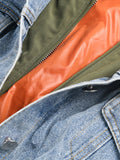 2023 Casual Temperament Fashion Turn-down Collar Autumn And Winter parka Patchwork Denim Cotton Woman jackets
