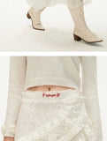 White Lace Layer Tulle Midi Skirt-Outfit