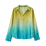 Summer Tie-Dye Silk-Stained Shirt Trousers