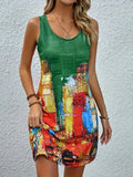Women's Large-Size Dress Print Sleeveless U-Neck Daily Casual Fashion Summer