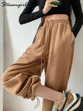 High Waist Loose Pants For Women Sport Trousers Wide Leg Sweatpants Women Joggers Straight Elastic Waist Pants