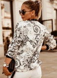 Print Zipper Long Sleeve