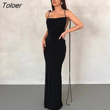 Sexy Backless Ruched Maxi Dress for Women Club Outfits 2023 Spring Pink Draped Sleeveless Bodycon Party Long