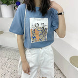 Oil Painting Print T-shirt Women Short Sleeve Loose 100% Cotton Shirt 2021 Female Basic Tops Summer Ladies Tees