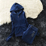 2021 Women's Brand Velvet Fabric Tracksuits Velour Female Hoodies Tops and Pants Size S -