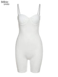 Sisterlinda Sexy Strap Low Cut Skinny Rompers Women Sleeveless Tight One Piece Workout Loungewear Patchwork Playsuits