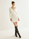 New Women's Fashion Temperament Cross V-Neck Bat Pack Hip Knitted