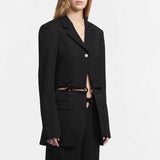 Toloer Women's Wear Autumn 2024 New Woven Stitching Hollow Out Light Luxury Style Short Suit Jacket-Outfit
