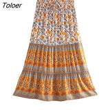 2023 Summer Skirt Women Paisley Floral Print Skirts Casual Vintage A-Line Beach Skirt saia Jupe Femme faldas Midi