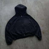 Two-Piece Hooded Zippered Sweater Street Style Personality Loose Straight