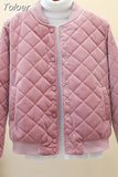 Philosophy Spring Autumn Quilting Bomber Jacket Women Coat Zipper Long Sleeve Jacket Cotton-padded Pink