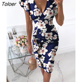 V-Neck Slim Office Lady Dress Ruffle Short Sleeve Bodycon Knee-length Dresses For Women 2022 Casual Summer Woman Work