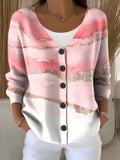 3D Printed Ladies Autumn And Winter Fashion Casual Sweater V Collar Long-Sleeved