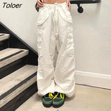 Women's Baggy Cargo Pants Loose Oversized Hippie Drawstring Tech Pants Streetwear Joggers Wide Leg Cloth joggers