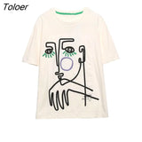 Summer Women Fashion Contrast Color Embroidery Casual T Shirt Female Basic O Neck Short Sleeve Chic Leisure Tops