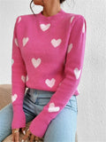 And Winter New Heart Pattern Loose Round Collar Knitting Jacket