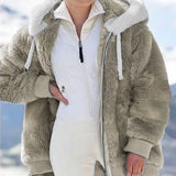 Hot New Autumn And Winter Loose Plush Multi-Color Hooded Coat