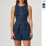 2025 New Fashion Sleeveless High Waist High Waisted Loose Nipple Shorts