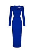 New Women's Autumn New Horn Long-Sleeved Belt Dress Fashion