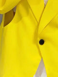 Fashion Women's Blazer New Notched Loose Single Button Solid Long Sleeve Hollow Out Yellow Suit Jackets Summer 2023