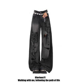 Multi-Pocket-Hole-Wear Jeans Women's Summer 2025 New High-Waist Design Wide-Legged