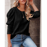 Pullover Sweater Woman Winter Puff Long Sleeve Knitwears for Women Clothing Loose Round Neck Female Tops Autumn