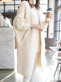 Fashion Autumn Winter Medium Length Sweater Coat Women's Knitted Cardigan Bat Sleeve Solid Color Coat Oversized