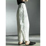 High Waist Black Line Stitch Long Linen Harem Trousers New Loose Fit Pants Women Fashion Tide Spring Summer 2023