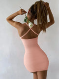 Sexy Straps Ruched Slim Fit Bodycon Mini
