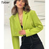 Green New Blazers For Women Cropped Coats Jacket Summer Casual Outfits 2022 Fashion Chic Jacket Women's Blazer