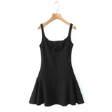 Solid Bow Tank Mini Dress l-Outfit