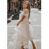 Women's Wish V-Neck Short-Sleeved Lace Dress For Summer