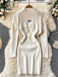 Winter Solid Sexy Sweater Sets Short Half High Collar Knitwear+V Neck Camis Dress Women Warm Knitted Two Pieces