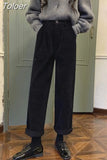 Corduroy Pants Women Fall Wide Leg High Waist Trousers Autumn Casual Long Pants Harajuku Streetwear Beige