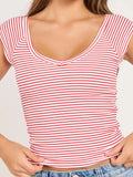 Wind Daily Basis Simple Stripes Bumpy Big U Collar Slime Summer