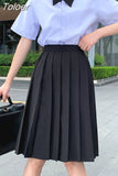 School Uniform Pleated Skirt Women Japanese Fashion Cute High Waist Knee-length A-line Skirt for Girls Preppy Casual