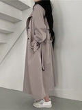 Clothes Women Loose Lapel Double-breasted Coat Mid-length Windbreak Tops Overcoat Trench Coat for Women Female
