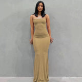 Backless Slim Sexy Slip Maxi Dress 2022 Spring Women Party Y2K Concise Bodycon Dress Summer Elegant Clothing