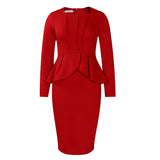 Large Size Women's Autumn And Winter New Long-Sleeved OL Temperament Elegant Lotus Leaf Side African