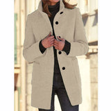 Autumn And Winter Retro Button-Collar Hair Coat Women's