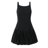 Buttoned Puff Ruched Mini Dress-Outfit